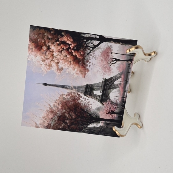 Paris Eiffel Tower Floral Fantasy Watercolor Oil Painting Art Print - Picture 7 of 7